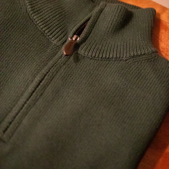 J. Crew Heritage 100% Cotton Half-Zip Sweater. Small. Dark Forest Green. - Picture 4 of 8